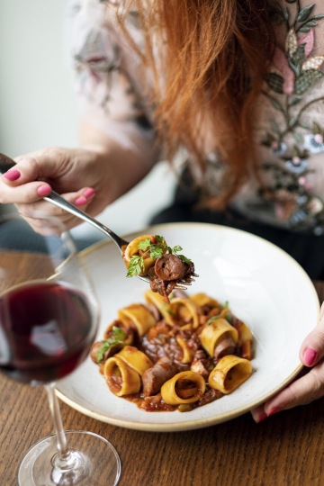 Mezzi rigatoni s ragú z chobotnice