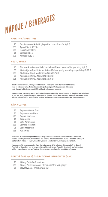 Drink menu La Bottega di Finestra