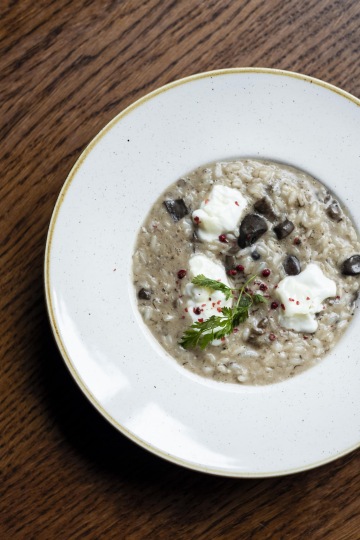 Risotto s pravými hřiby a sýr stracchino